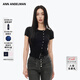 ANN ANDELMAN官方直營(yíng)不對稱(chēng)短袖修身小開(kāi)衫短袖修身毛針織外套女 黑色 S