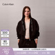 Calvin KleinJeans秋冬女士美式休閑ck寬松抓絨提花織帶連帽開(kāi)衫外套衛衣