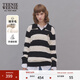 Teenie Weenie小熊春季簡(jiǎn)約學(xué)院風(fēng)休閑舒適V字翻領(lǐng)寬條紋毛衣針織衫 撞色 L (170)