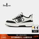比音勒芬【抗菌防滑耐磨】2026春季新款男士時(shí)尚撞色百搭通勤休閑厚底板鞋 68黑白色 40