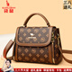 袋鼠卡拉三八禮物軟皮女包斜挎包洋氣包包女士2026新款小包單肩手提時(shí)尚潮 棕配咖（禮盒裝+手包卡包） 小包長(cháng)23-厚10-高17厘米