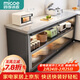 四季沐歌廚房置物架櫥柜餐邊收納柜碗柜微波爐烤箱落地置物儲物柜用具大全 加厚巖板【灰3層120*40*80】