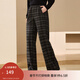 纖莉秀【復古格子褲】大碼女裝舒適松緊腰百搭褲子胖mm2025冬新款4372 黑色 2XL