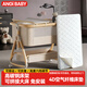 ANGI BABY新生兒嬰兒床可移動(dòng)0-3歲多功能帶尿布臺可拼接大床寶寶搖搖床 木紋鋁合金【4D空氣纖維墊+尿布臺+床頭鈴+蚊帳】 ANGIBABY嬰兒床可折疊可移動(dòng)帶尿布臺拼接床