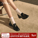 73Hours章若楠同款女鞋風(fēng)笛樂(lè )章2025新款金幣樂(lè )福鞋粗跟小皮鞋時(shí)尚休閑