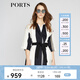 PORTS寶姿 秋冬新品女裝中袖撞色拼接中長(cháng)款風(fēng)衣LA8T020FFD021 黑 白 XS (2)