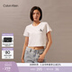 Calvin KleinJeans夏季女士活力少女感ck純棉字母印花潮流辣妹短款短袖T恤 YAF-月光白 S
