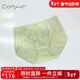 Comfit抗菌中腰內褲女薄款冰絲透氣大碼三角褲頭蕾絲拼接C200156 水粉綠GGN XL