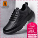 老人頭（LAORENTOU）皮鞋男真皮男鞋春秋季厚底輕便軟彈運動(dòng)休閑健步鞋 LA237 黑42