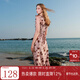 三彩2025秋款U領(lǐng)浪漫碎花雪紡裙印花大擺連衣裙長(cháng)裙M 肉桂粉花卉 S 155/80A