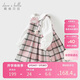 戴維貝拉兒童棉連衣裙女童格子裙女寶寶洋氣學(xué)院風(fēng)裙子