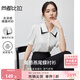 尚都比拉燕尾撞色領(lǐng)襯衫女夏季設計感褶皺短袖時(shí)尚通勤薄款襯衣 白拼黑 S