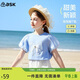 ASK JUNIOR女童短袖T恤夏裝兒童泡泡袖立體蝴蝶結休閑打底衫上衣 藍色 130