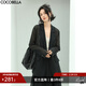 COCOBELLA靜奢風(fēng)肌理感微透輕薄西裝女早春通勤休閑西服外套SI530 黑色西裝SI530 M