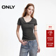 ONLY2026春季新款蝴蝶立體扭結V領(lǐng)修身純色舒適T恤女|126101041 E11暗夜黑色 M