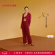 愛(ài)慕（Aimer）【董潔同款】25新品愛(ài)慕紅日照金山開(kāi)運系列翻領(lǐng)長(cháng)袖分身套裝 【女款】朱櫻紅JF0 M 165