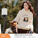 香影羊羔毛風(fēng)衛衣女2025秋冬新款米白色卡通小狗寬松連帽毛絨上衣 米色 L
