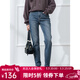 LAGOGO加絨舒適牛仔褲女拉谷谷2024年冬季新款高腰修身褲子鉛筆褲 深牛仔藍 M