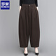 羅蒙（ROMON）2025春季新款復古松緊高腰燈籠褲加大媽媽褲女氣質(zhì)老爹大碼休閑褲 咖啡色 M  85-115斤