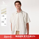 哈吉斯（HAZZYS）男裝 夏季【PHIZ系列】男襯衣工裝風(fēng)貼袋寬松短袖襯衫男 米黃色OW L （175/96A 48）
