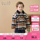 戴維貝拉（DAVE＆BELLA）男童棉服兒童夾棉襯衫保暖男寶寶衣服小童棉衣冬季新款幼兒上衣 咖色格【現貨】 90 cm（建議身高80-90cm）