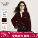 熙世界（sllsky）港風(fēng)復古純棉燈芯絨襯衫外套秋冬新款撞色格紋酒紅色襯衣 朗姆酒紅 L