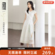 對白×馮瑋藝術(shù)家聯(lián)名氣質(zhì)V領(lǐng)無(wú)袖連衣裙女2025夏季新款顯瘦長(cháng)裙 氧氣白 M