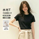 JD FASHION京東自有品牌50支純棉液氨高級感水光t恤女圓領(lǐng)短袖t恤內搭打底衫