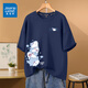 真維斯（Jeanswest）短袖t恤女夏季2026新款ins時(shí)尚打底衫純棉上衣服女裝學(xué)生寬松半袖 藏青 鯊魚(yú)泡泡白_KZ M