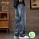 JEEP美國正品高端牛仔褲春夏男士寬松直筒痞帥高街潮流闊腿休閑褲秋冬 8030藍色 常規 【官方正品】 32 【適合140斤左右】