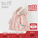戴維貝拉（DAVE＆BELLA）冬季新款工裝風(fēng)女童棉服連帽兒童外套小童棉襖外衣加絨女寶寶衣服 小熊印花【DB4242805】 100 cm（建議身高90-100cm）