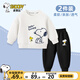 史努比兒童套裝2026新款男童裝衣服春秋運動(dòng)服裝寶寶春季男孩休閑兩件套 【衛衣套裝】白 奶酪努比黑_9+黑 溫馨努比X_K5 110
