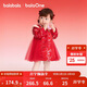 巴拉巴拉【balaOne】童裝女童新中式緞面網(wǎng)紗祥云紅色新年拜年服連衣裙