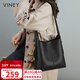 viney牛皮包包女包大容量水桶包休閑單肩大包生日禮物高級感送女友老婆