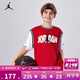 Jordan耐克AJ童裝男童短袖T恤 Nike兒童夏季籃球拼接上衣 杰斯特紅