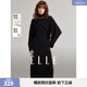 ELLE高領(lǐng)寬松顯瘦針織連衣裙女2024年冬季新款設計感中長(cháng)款毛衣裙 黑色 S