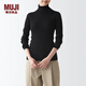MUJI女式 羅紋可水洗高領(lǐng)毛衣 長(cháng)袖打底針織衫上衣毛衫 BAG01A1A 黑色 S 155/80A