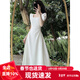 GARNUO法式茶歇黑色連衣裙子女夏季新款小個(gè)子高級感赫本風(fēng)收腰顯瘦長(cháng)裙 白色【短袖長(cháng)款】 S【101-110斤】