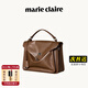 Marie Claire【明星同款】輕奢大牌包包女包女士手提郵差托特包女友女神節禮物 檀棕色 中號 現貨   送品牌口紅