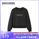 斯凱奇（Skechers）冬季早春女圓領(lǐng)加絨衛衣休閑風(fēng)寬松上衣長(cháng)袖白色打底衫L425W070