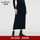 歌莉婭黑色半身裙女冬季新款超好看高腰中長(cháng)款裙子1CDJ2G150 00B黑色 M