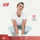 H&M女裝T恤2025夏季新款修身圓領(lǐng)窄邊領(lǐng)口辣妹棉質(zhì)短袖上衣1272268 白色 M 165/96