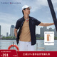 Tommy Hilfiger【舒適府綢】春夏男裝商務(wù)休閑易打理純色短袖襯衣襯衫外套 藏青色FAP M （推薦：135-150斤）
