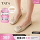 他她（TATA）米色單鞋女平底休閑鞋通勤工作鞋女晚晚鞋新款 杏色 38