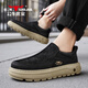 公牛世家【一腳蹬駕車(chē)鞋】男鞋夏季厚底舒適透氣帆布鞋男輕便款男士休閑鞋 黑色GN26ZY021 43
