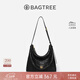 BAGTREE【明星同款】包包樹(shù)圖南頭層植鞣牛皮hobo女包單肩腋下通勤斜挎包 檀黑色-中號 高級小眾