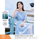 香影溫柔風(fēng)藍色連衣裙女2025夏季新款法式泡泡袖氣質(zhì)圓領(lǐng)顯瘦裙子 藍色 S