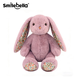 SMILE BELLA長(cháng)耳朵小兔子玩偶安撫娃娃公仔毛絨玩具睡覺(jué)抱枕兒童生日禮物女 小兔子-紫色 有花紋【送抽繩袋】 站高25cm
