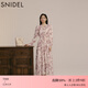 SNIDEL秋冬甜美碎花系帶收腰百褶雪紡連衣裙SWFO245033 粉米色 M （1）