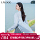 LAGOGO蕾絲拼接小清新襯衫女拉谷谷2025年春夏新款翻領(lǐng)氣質(zhì)上衣 藍色 L